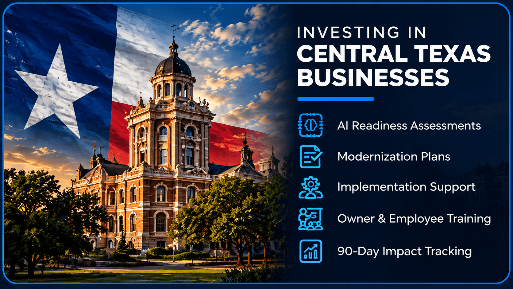 Investing in Central Texas businesses through assessments, planning, implementation, training, and impact tracking