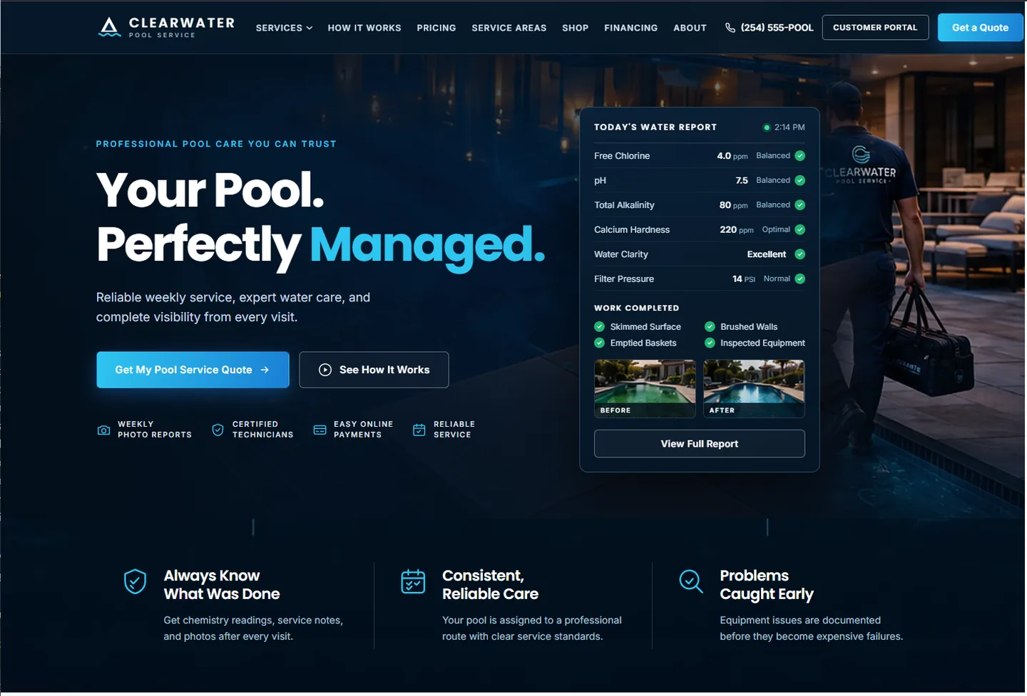 Clearwater Pool Service website